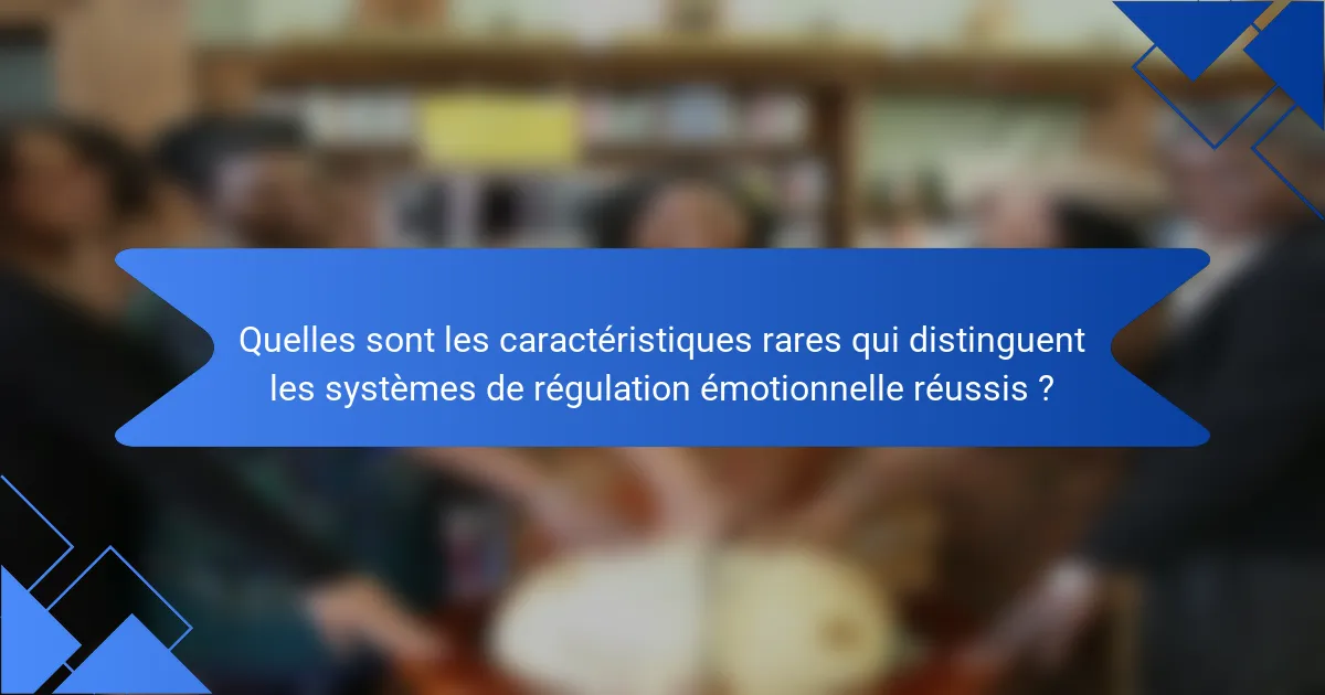 Quelles sont les caractéristiques rares qui distinguent les systèmes de régulation émotionnelle réussis ?
