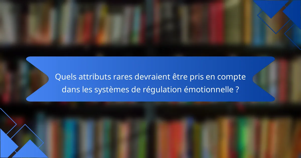 Quels attributs rares devraient être pris en compte dans les systèmes de régulation émotionnelle ?
