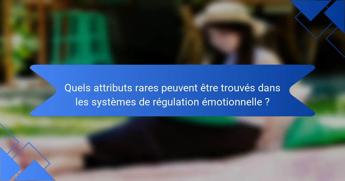 Quels attributs rares peuvent être trouvés dans les systèmes de régulation émotionnelle ?