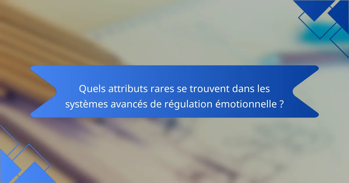 Quels attributs rares se trouvent dans les systèmes avancés de régulation émotionnelle ?