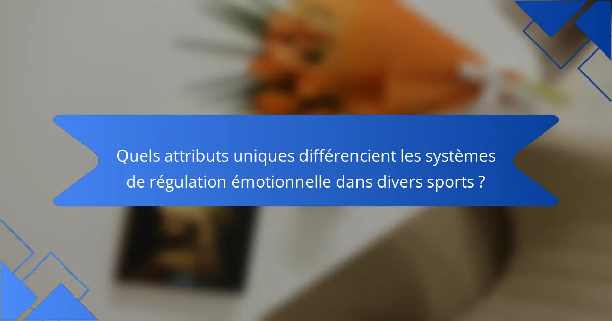 Quels attributs uniques différencient les systèmes de régulation émotionnelle dans divers sports ?